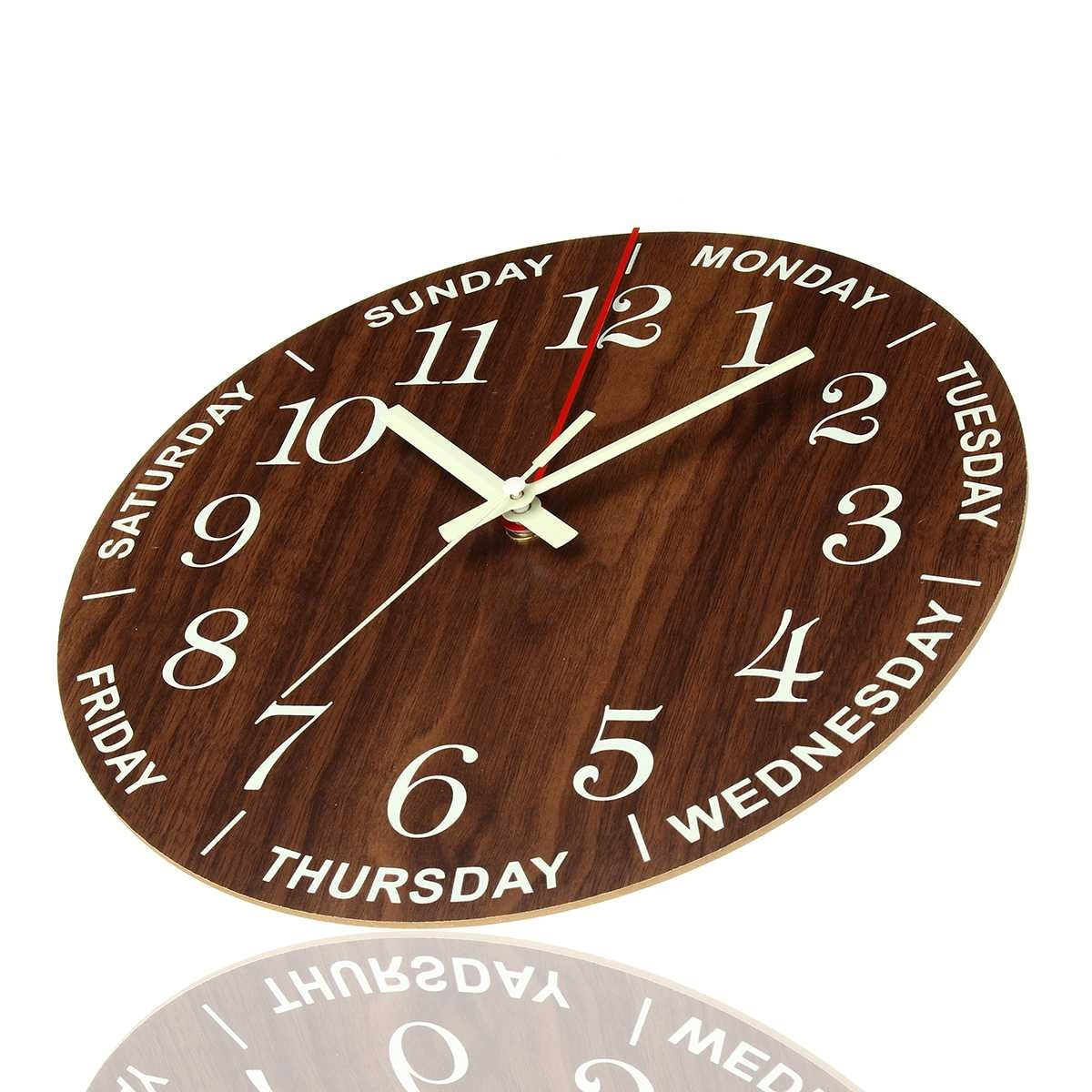 Luminous Wood Grain Wall Clock – Elegant Design with Glow-in-the-Dark Feature