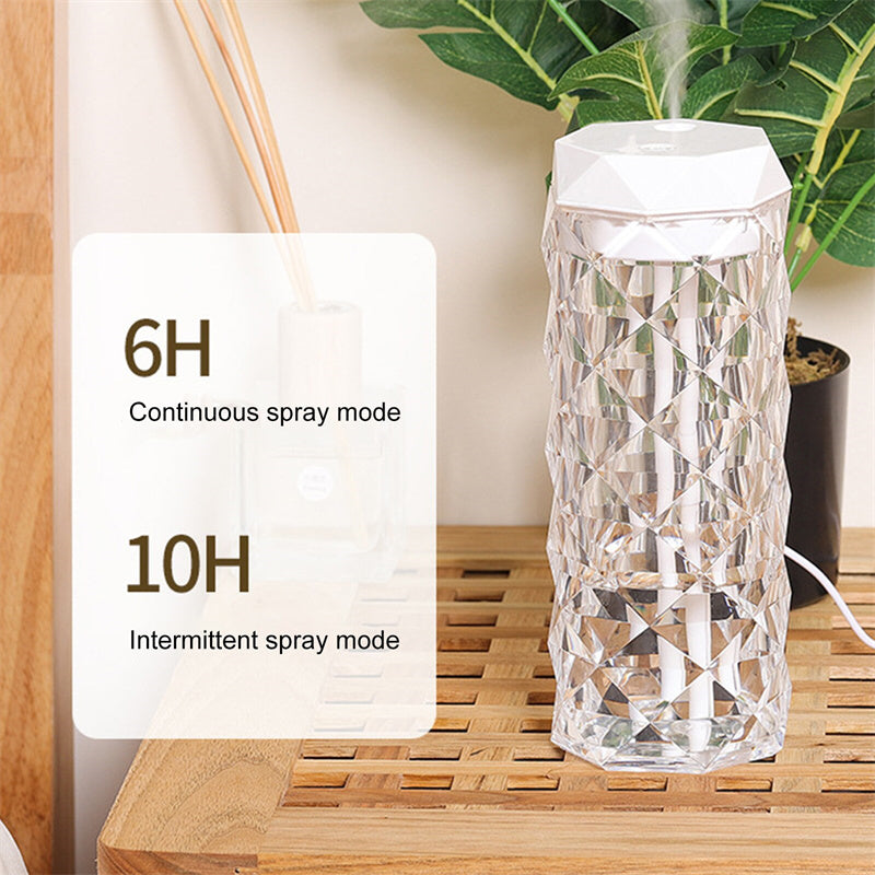 Crystal Lamp Air Humidifier with Color Night Light – Touch-Activated