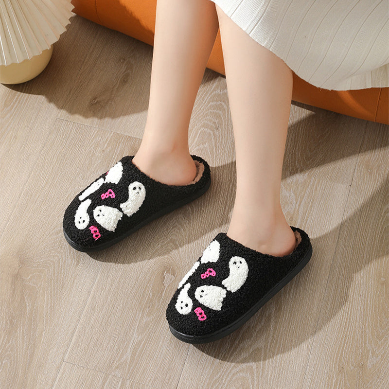 Halloween Cartoon Ghost Cotton Slippers – Cozy Non-Slip Indoor Winter Shoes