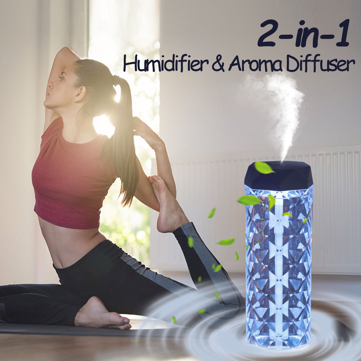 Crystal Lamp Air Humidifier with Color Night Light – Touch-Activated