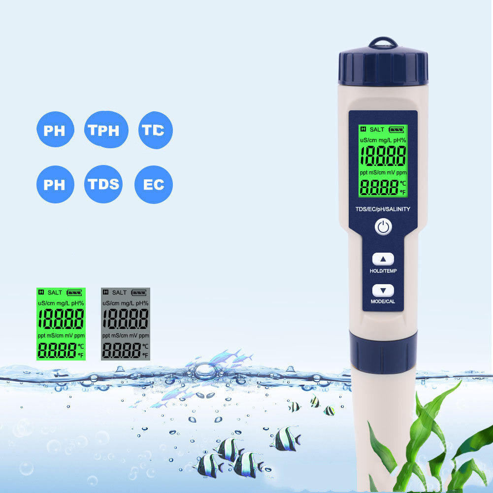 5-in-1 Waterproof Salinity Meter – Accurate Water Quality Tester