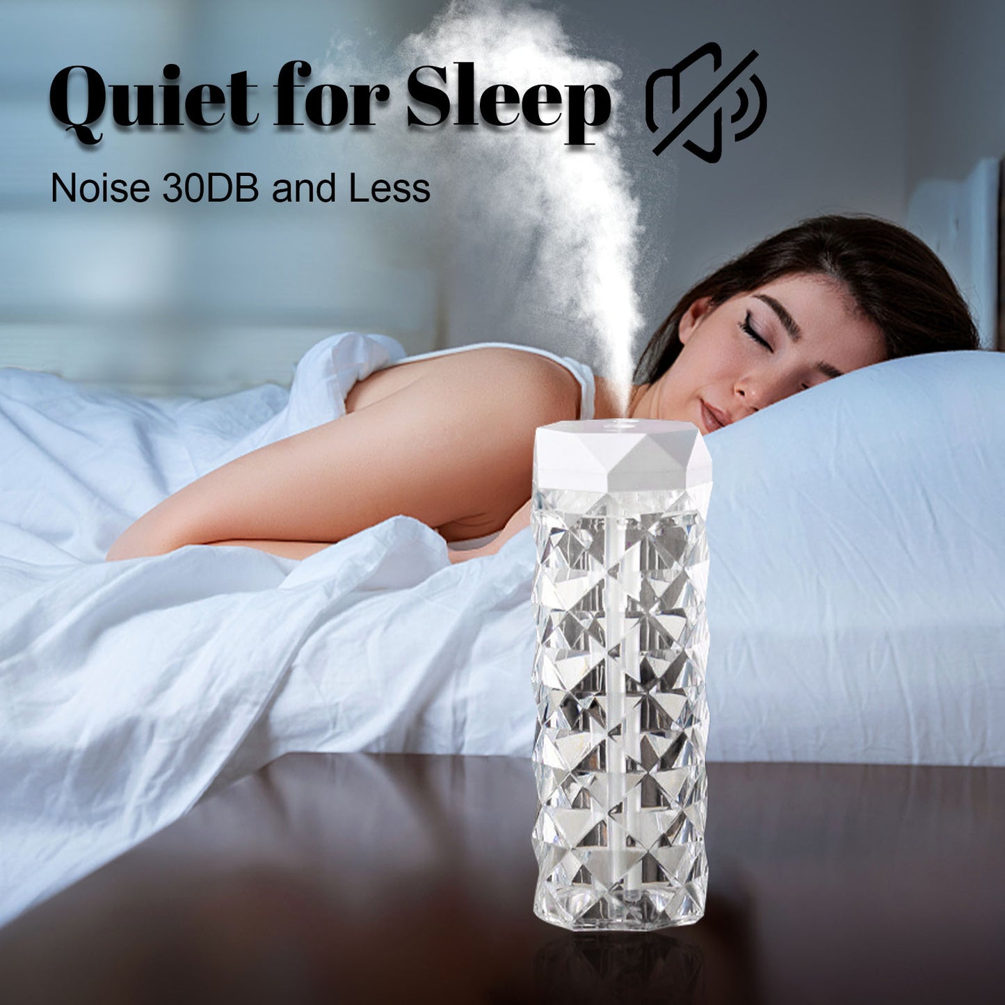 Crystal Lamp Air Humidifier with Color Night Light – Touch-Activated