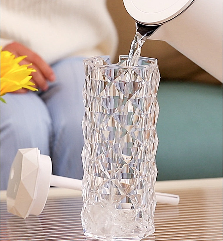 Crystal Lamp Air Humidifier with Color Night Light – Touch-Activated