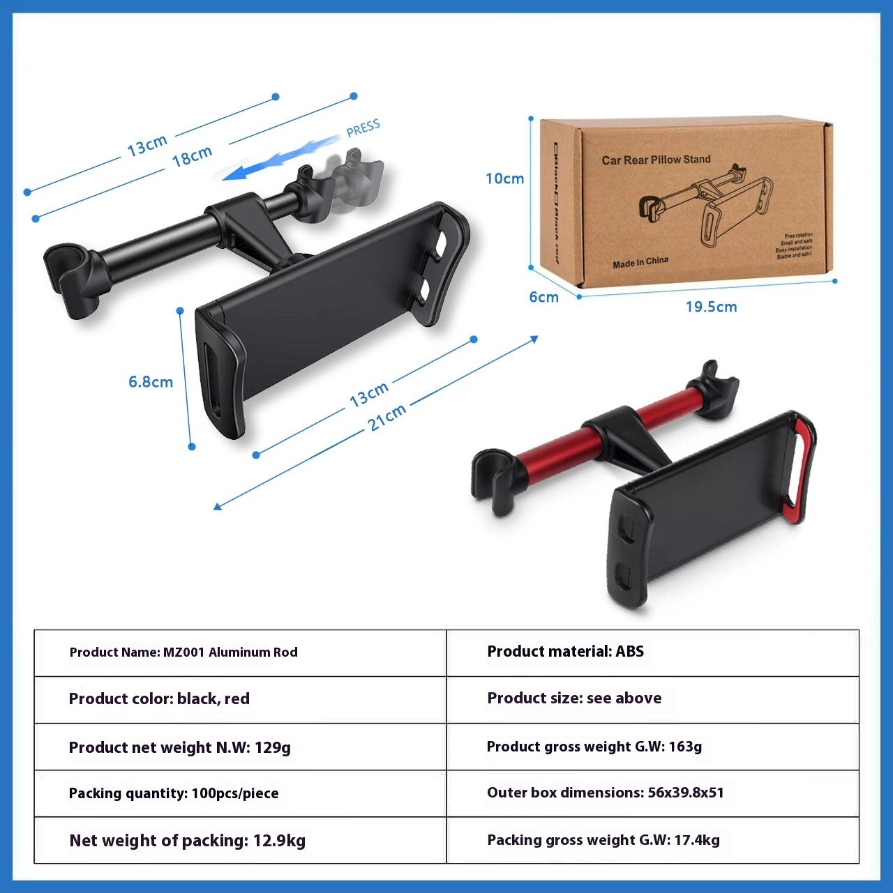 Car Back Seat Phone & Tablet Holder – Stable, Silent, and Dual-Use Design