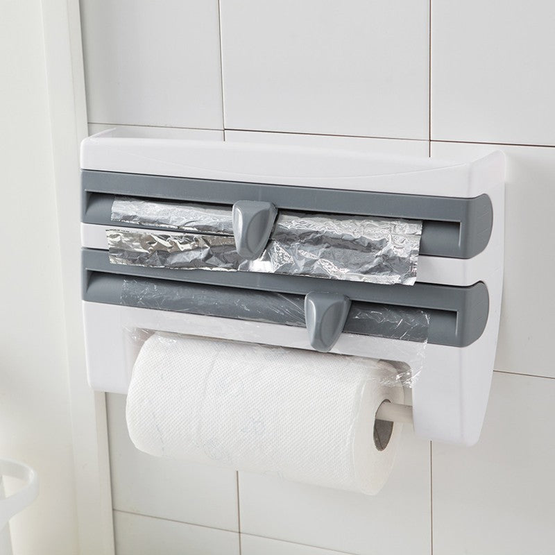 Multi-Function 4-in-1 Kitchen Roll & Wrap Dispenser Organizer