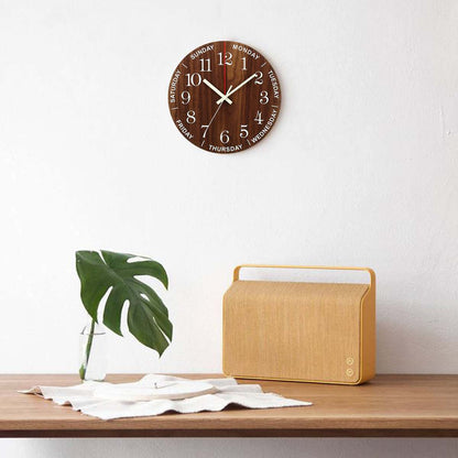Luminous Wood Grain Wall Clock – Elegant Design with Glow-in-the-Dark Feature
