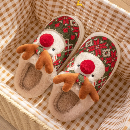 Cozy Non-Slip Christmas Elk Plush Slippers