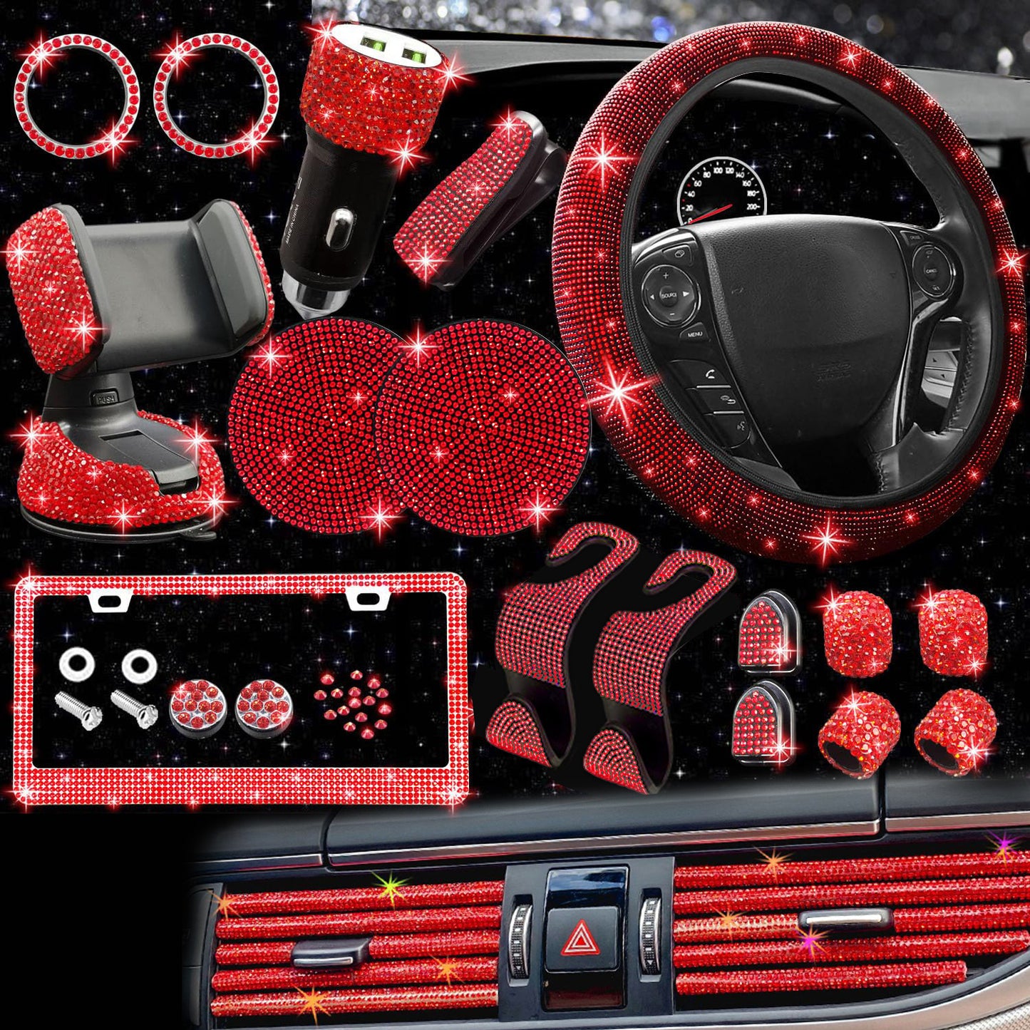 Luxury Car Non-Slip Elastic Steering Wheel Decoration Kit