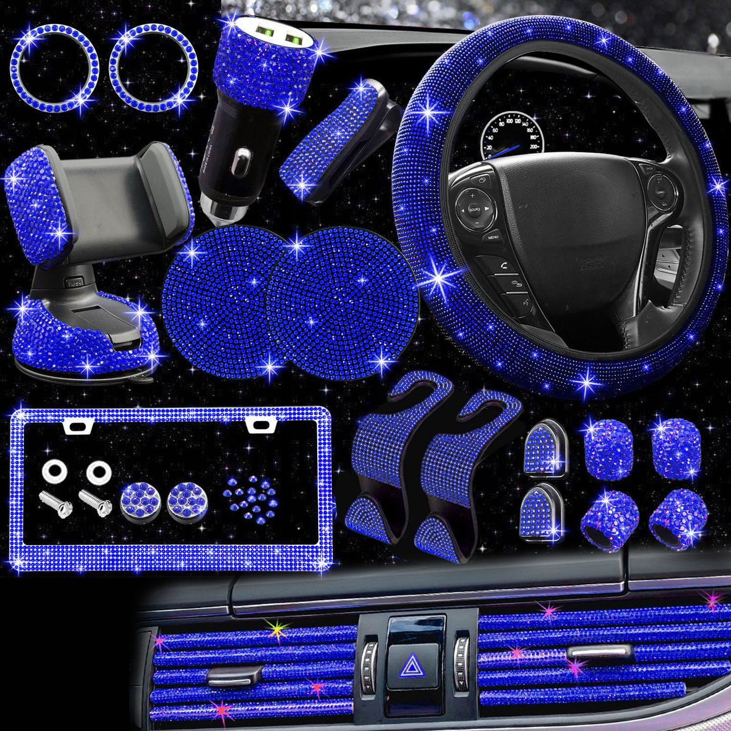 Luxury Car Non-Slip Elastic Steering Wheel Decoration Kit