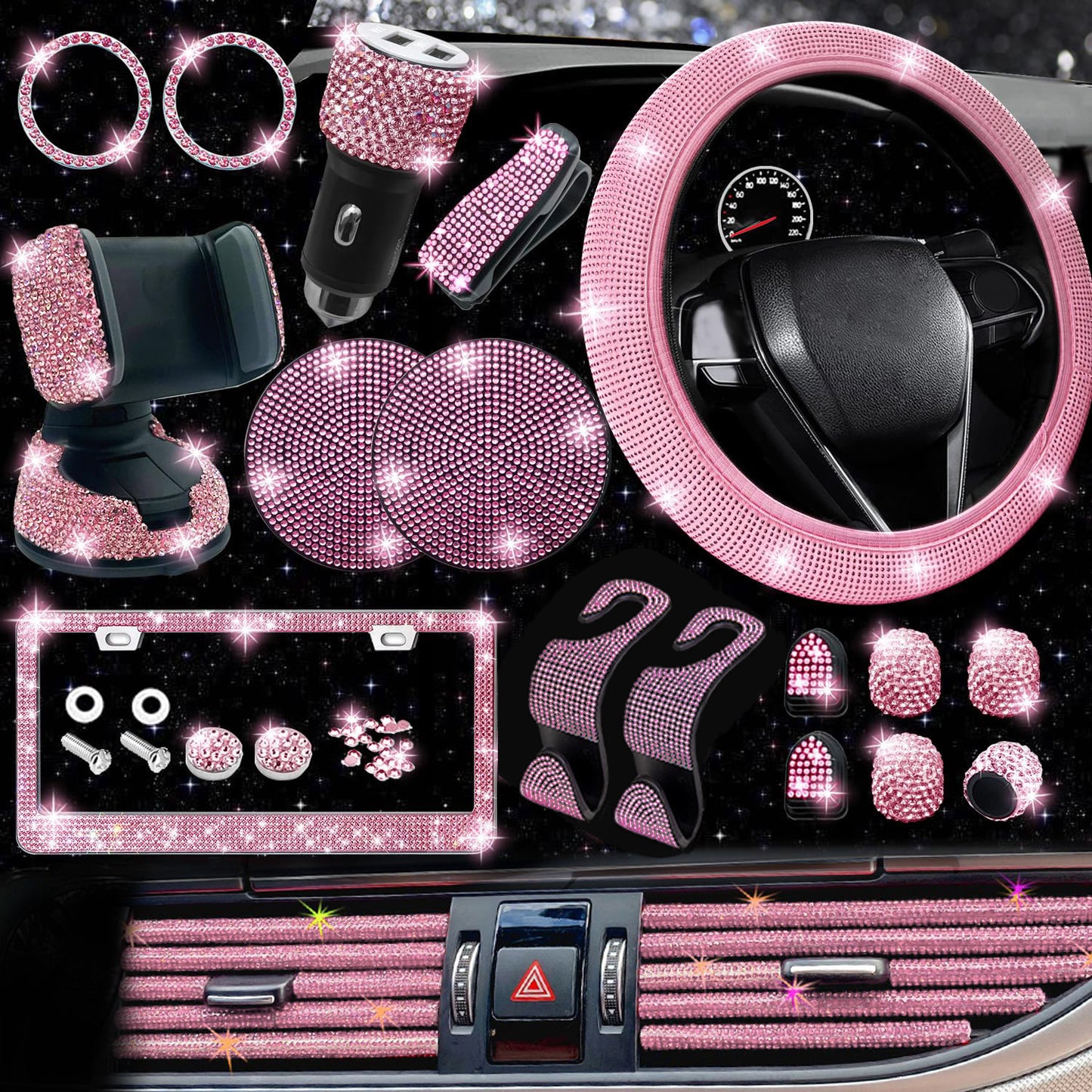 Luxury Car Non-Slip Elastic Steering Wheel Decoration Kit