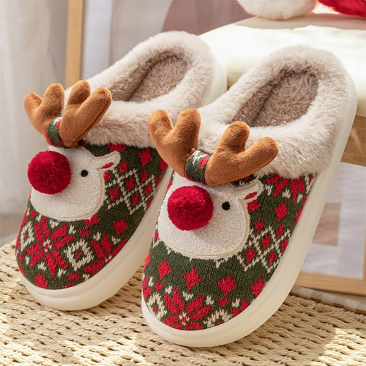 Cozy Non-Slip Christmas Elk Plush Slippers