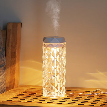 Crystal Lamp Air Humidifier with Color Night Light – Touch-Activated