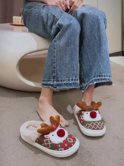 Cozy Non-Slip Christmas Elk Plush Slippers